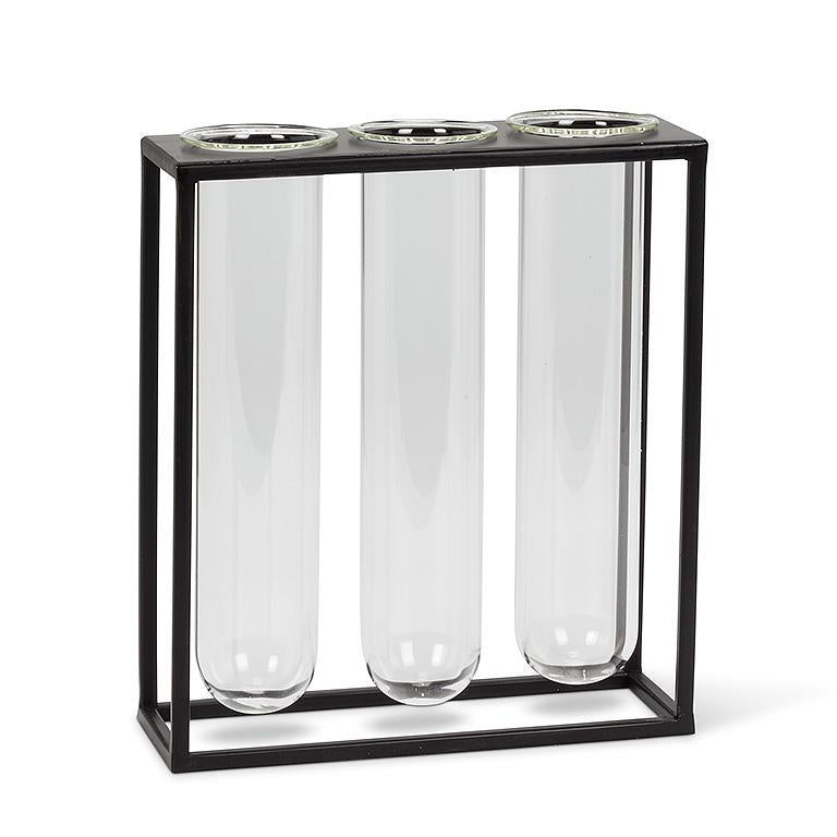 Triple Tube Vase with Rack black