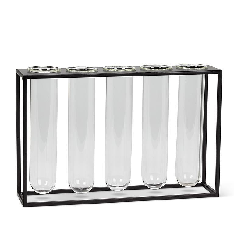 Five Tube Vase with Rack black