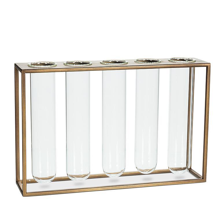 Five Tube Vase with Rack gold