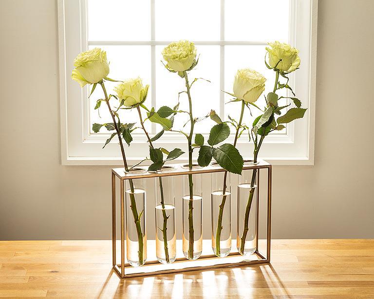 Five Tube Vase with Rack gold