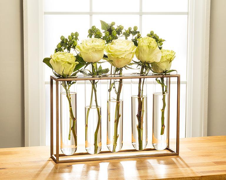 Five Tube Vase with Rack gold