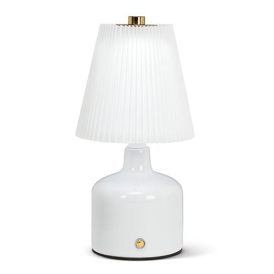 LED Lamp with Pleated Shade white