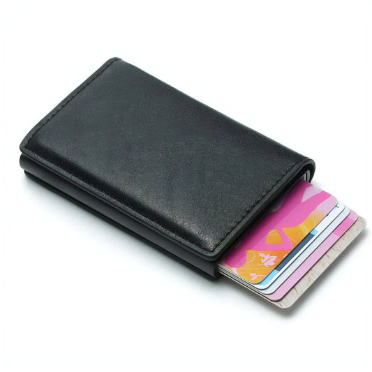 Leather RFID Credit Card Safe Navy