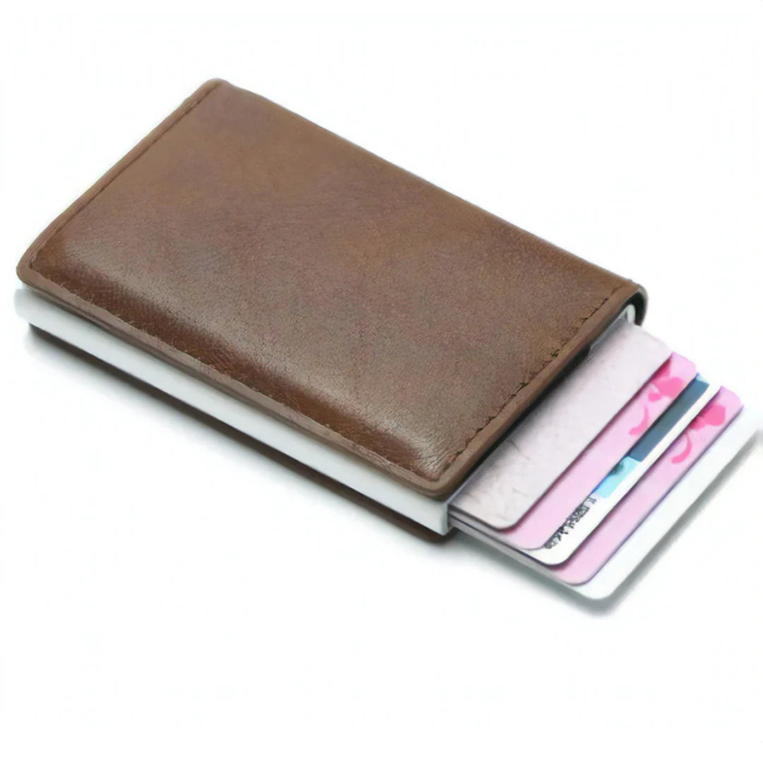 Leather RFID Credit Card Safe Navy