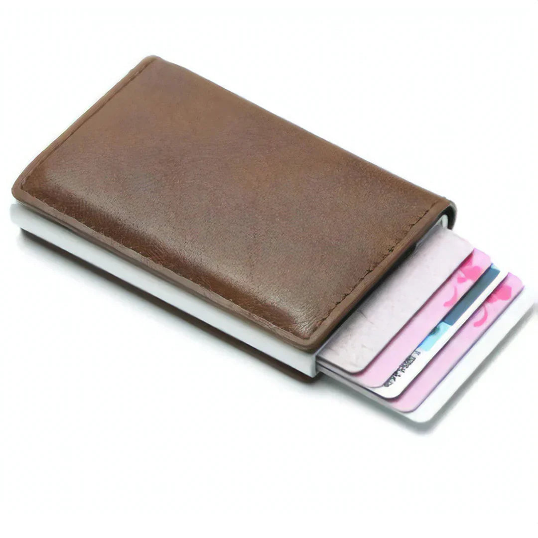 Leather RFID Credit Card Safe Grey