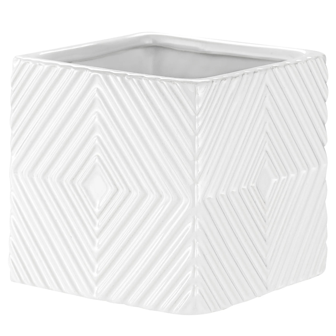 Radiance Ceramic Cube 4" Drop Pot Planter Vase - Silver