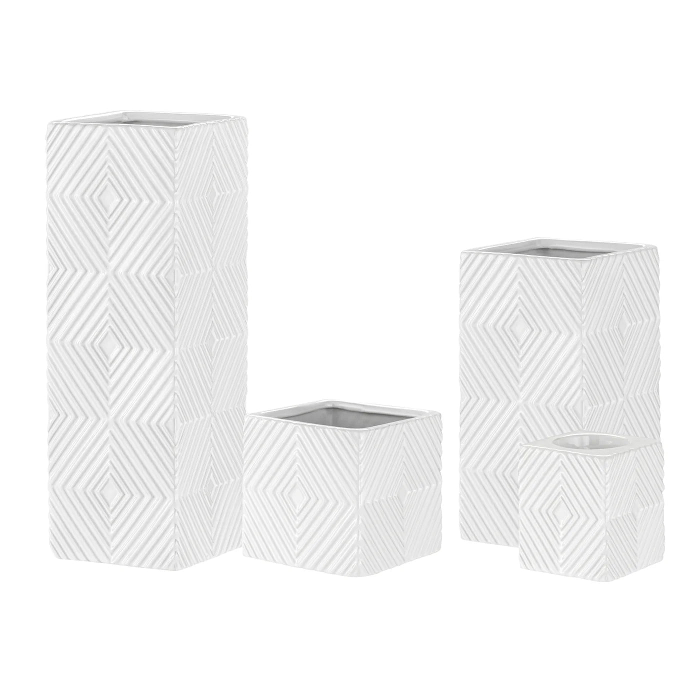 Radiance Ceramic Cube 8" Drop Pot Planter Vase - White