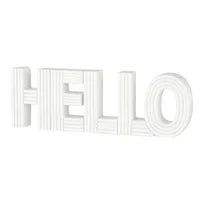 Word Art Ribbed Resin White Decor Sculpture - Hello