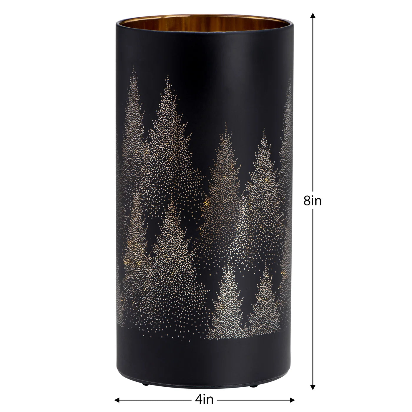 Silhouette Tree Design Black Glass 4x8" LED Hurricane Lamp