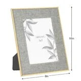 LINEN LINED GOLD TRIM 5×7″ GLASS + METAL PHOTO FRAME