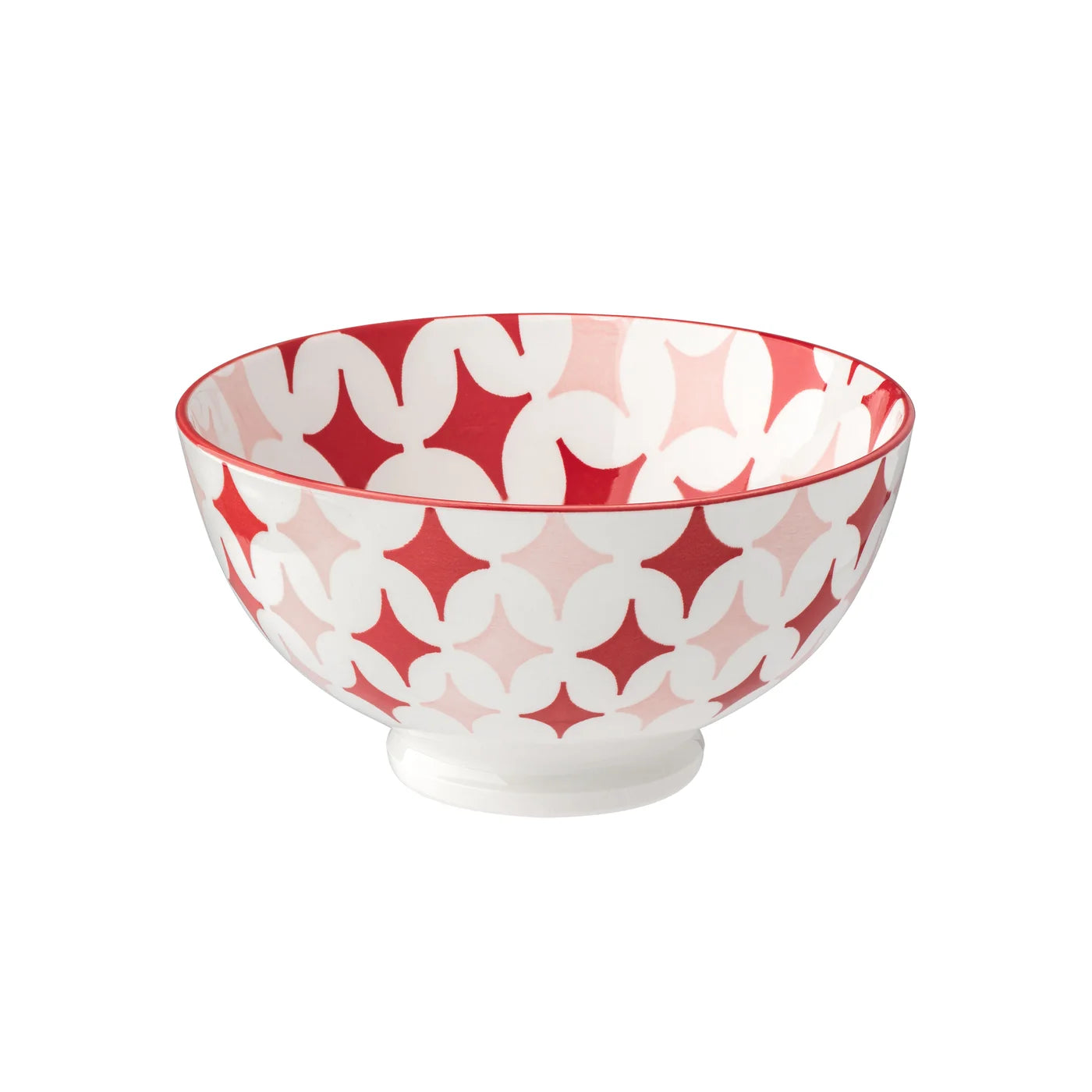 Kiri Porcelain 8 oz 4.5" Diameter Bowl - Red Diamonds