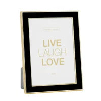 Banks Black Enamel Gold Trim Metal 4x6" Photo Frame