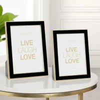 Banks Black Enamel Gold Trim Metal 4x6" Photo Frame