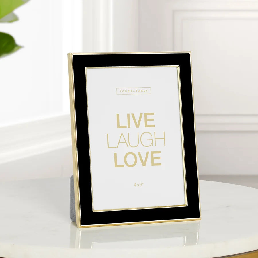 Banks Black Enamel Gold Trim Metal 5x7" Photo Frame