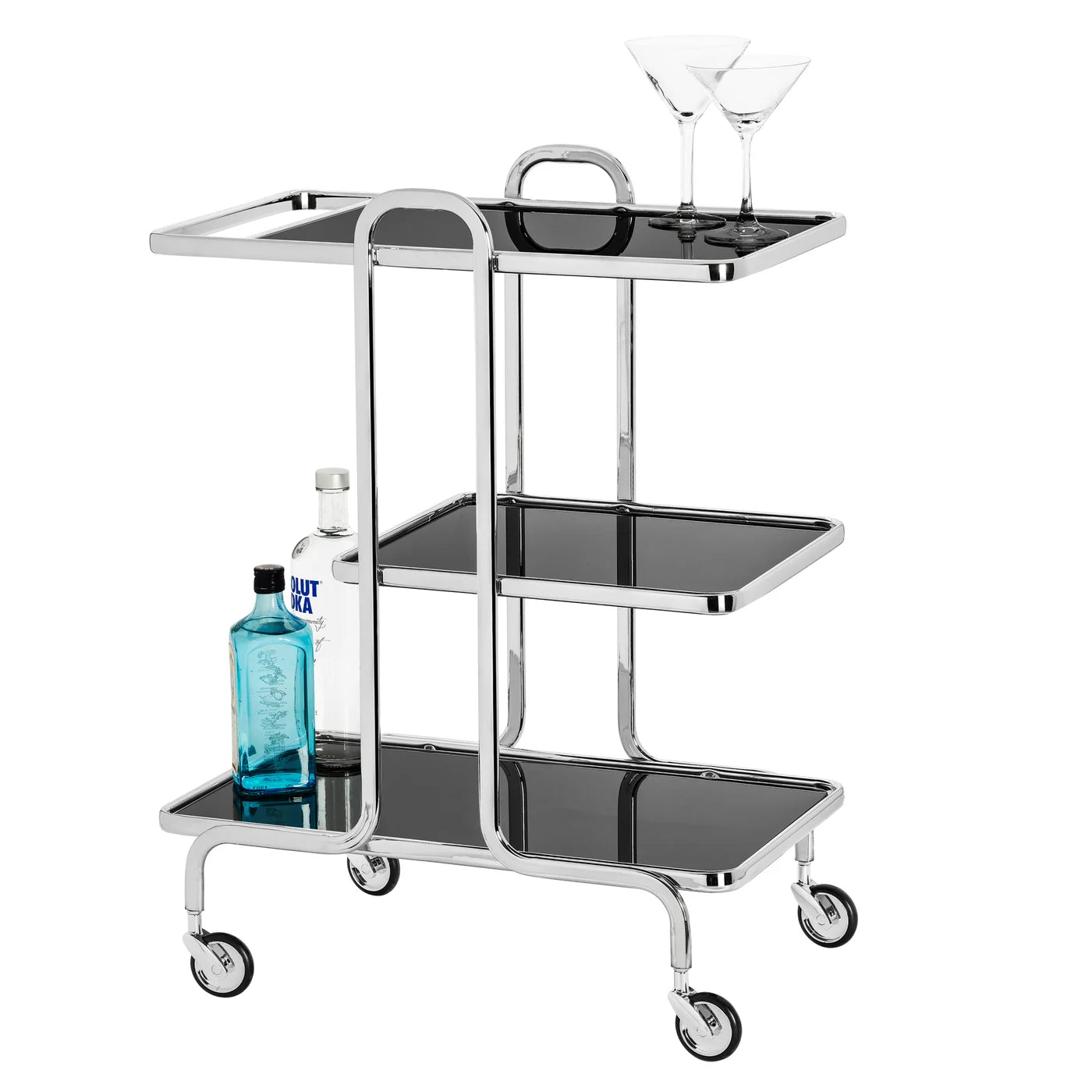 Rio Chrome 3 Tier Rolling Bar Cart