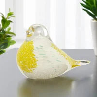 Bird Glass Paperweight 3.5h" Decor - White/Yellow