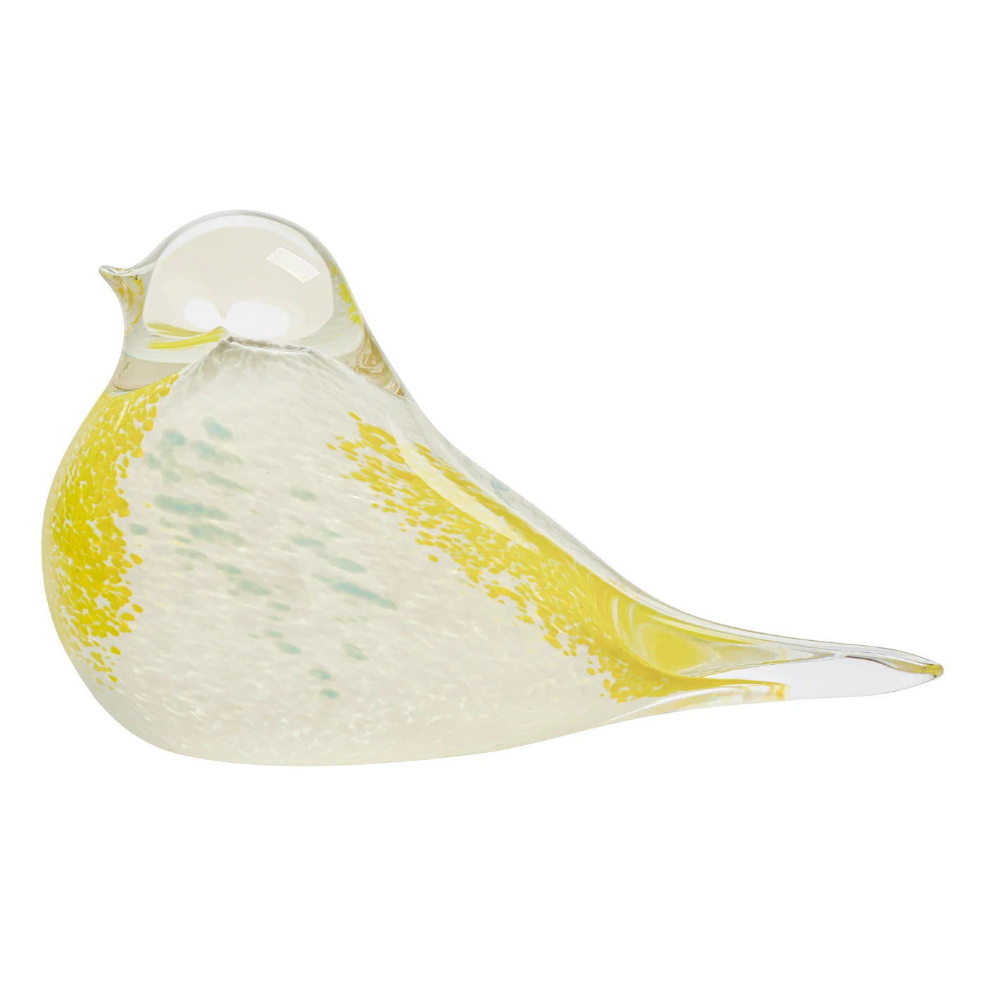 Bird Glass Paperweight 3.5h" Decor - White/Yellow