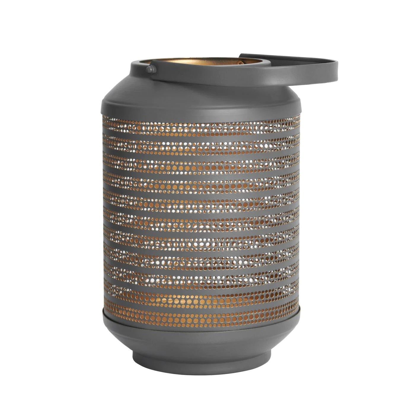 DOT CUTOUT 6.5DX10H" METAL LANTERN - GREY/GOLD