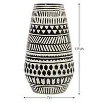 Tama Black & White Pattern 11.5h" Tapered Ceramic Vase