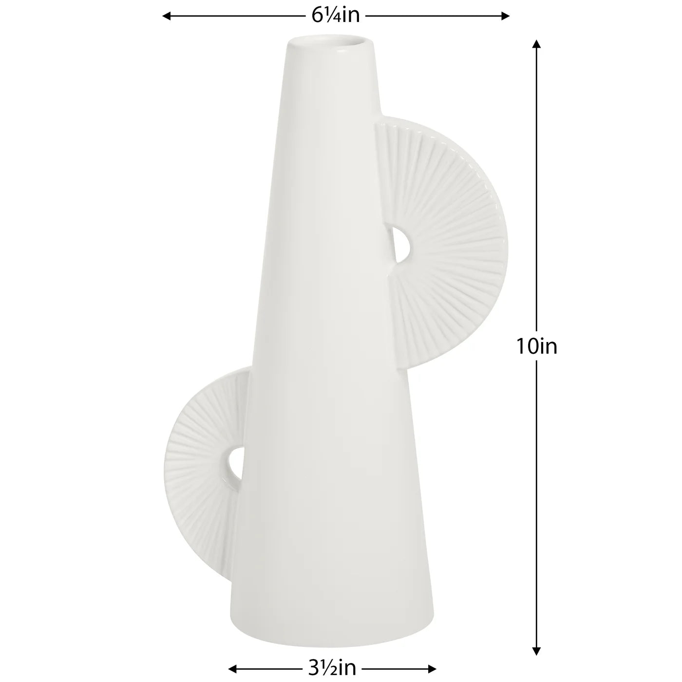 Calypso Two Tone 10h" White Ceramic Tapered Vase