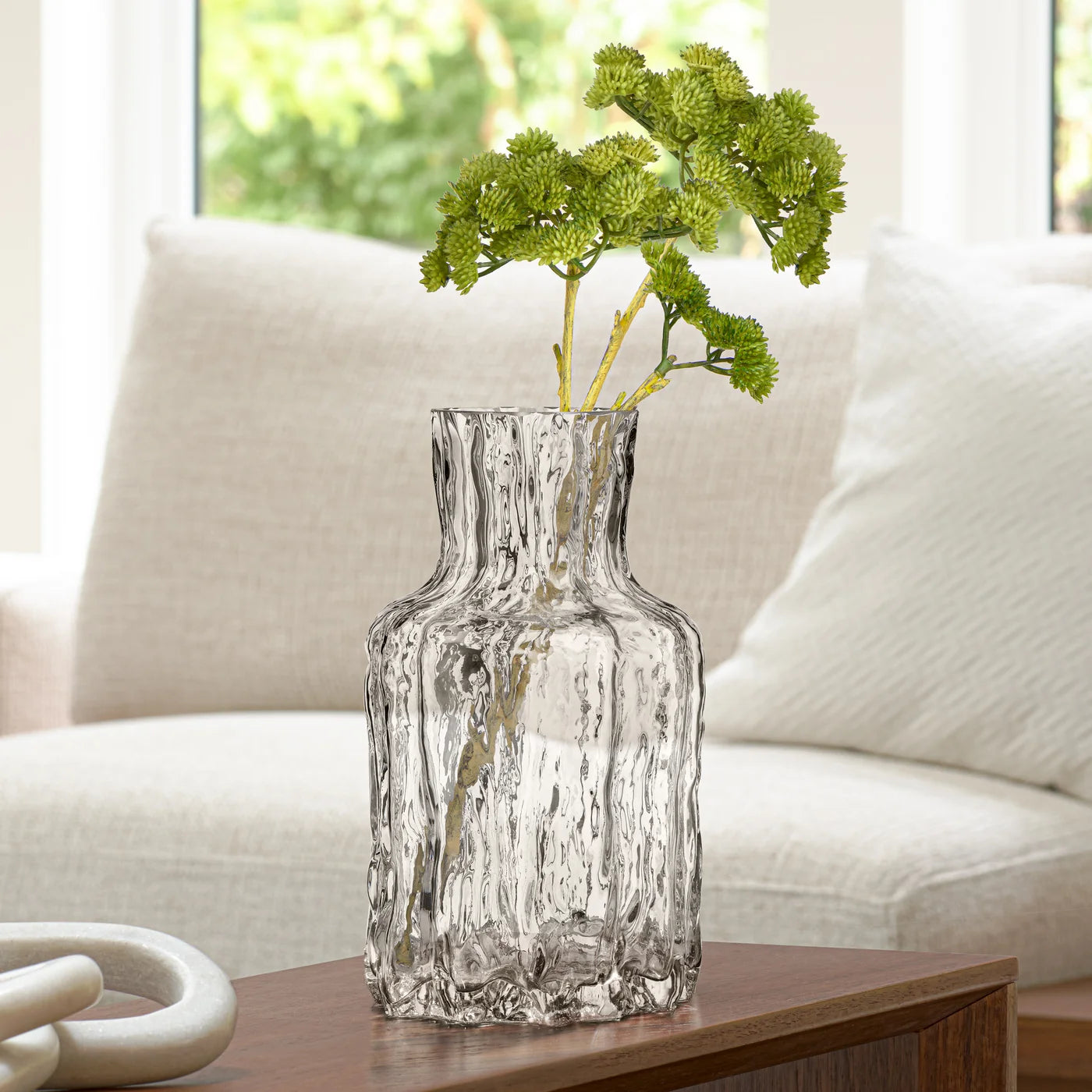 Canyon 9h" Glass Flask Vase - Clear