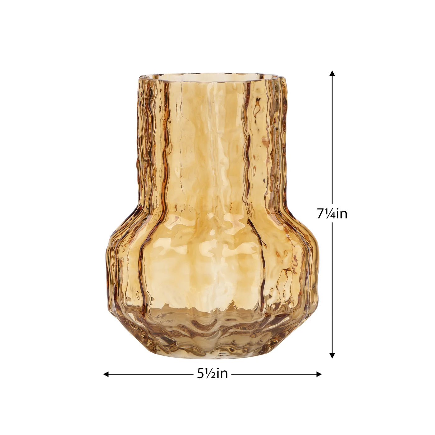 Canyon 7h" Glass Flask Vase - Amber