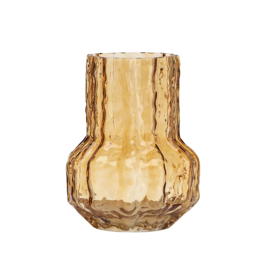 Canyon 7h" Glass Flask Vase - Amber