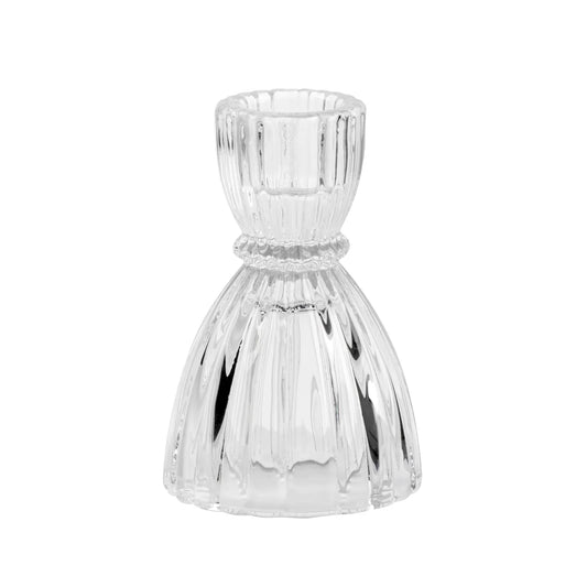 Olivia Faceted Glass 3.5h" Taper Candle Holder - Champagne