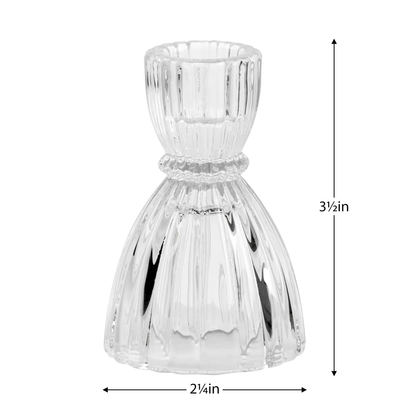 Olivia Faceted Glass 3.5h" Taper Candle Holder - Clear