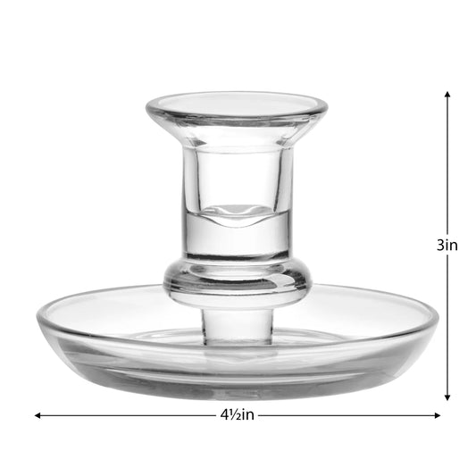 Delia Glass Taper Candle Holder with 4.5d" Saucer - Clear