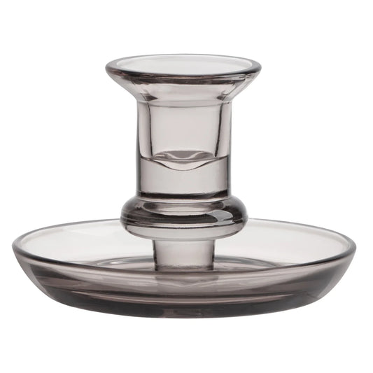 Delia Glass Taper Candle Holder with 4.5d" Saucer - Smoke