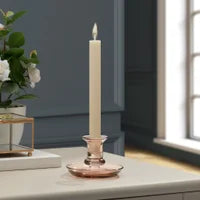 Delia Glass Taper Candle Holder with 4.5d" Saucer - Champagne