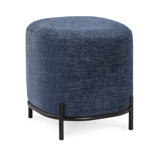 Pender Pin Leg Newport Weave Upholstery Ottoman Stool - Blue