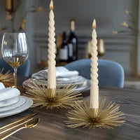 Spike Pod Two Piece Gold Candle Holders Set