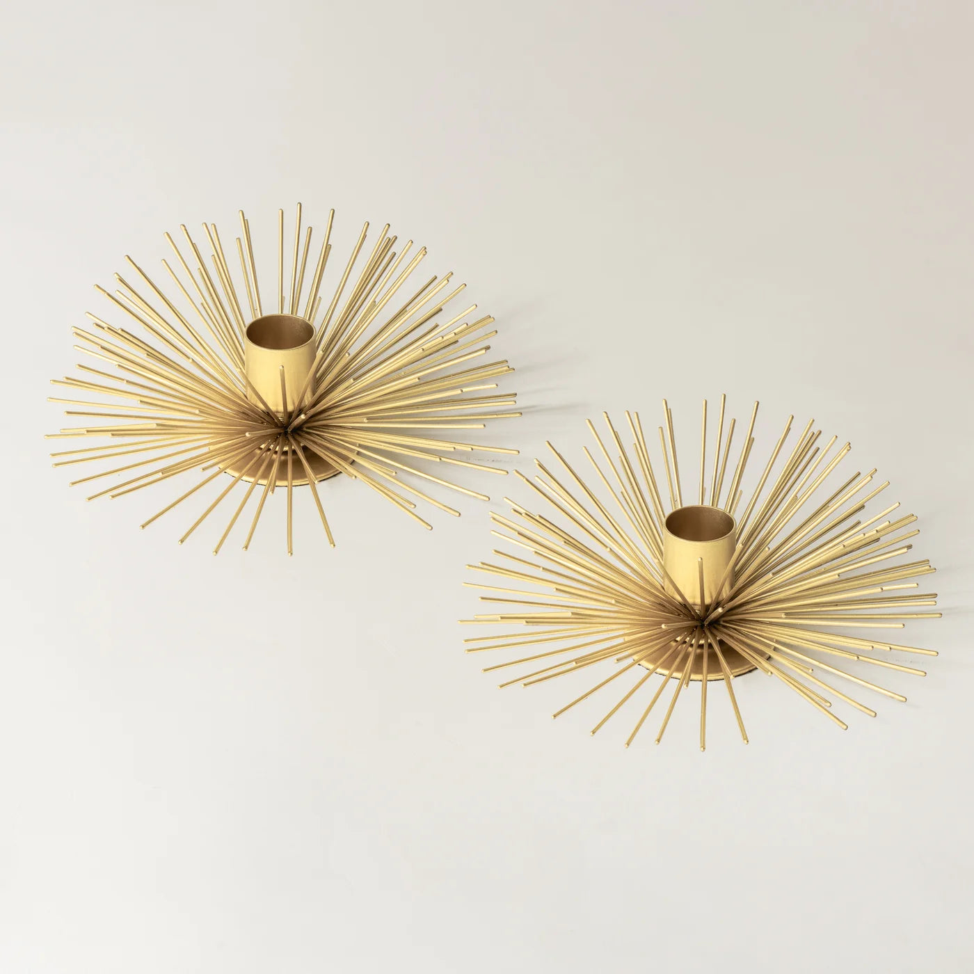 Spike Pod Two Piece Gold Candle Holders Set