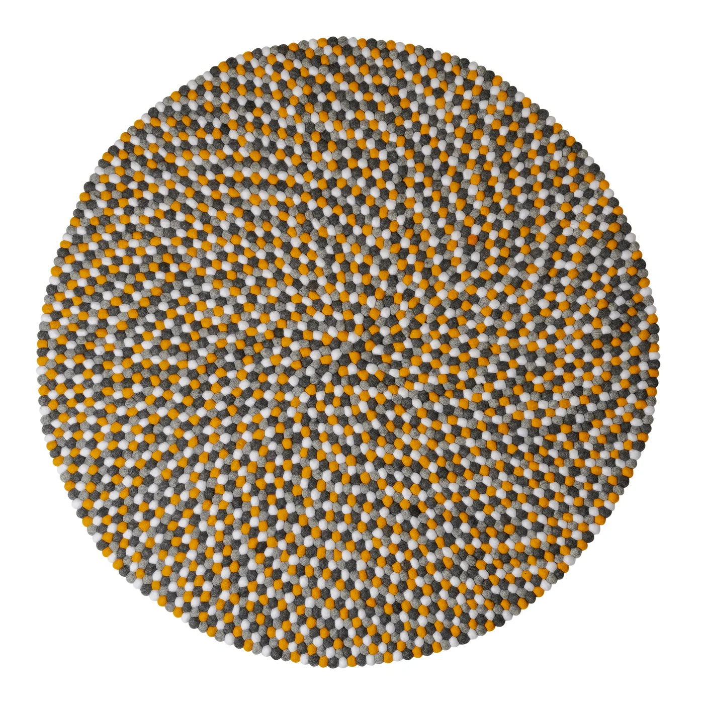 ModWool Felt Ball 47 Inch Diameter Round Rug - Yellow,