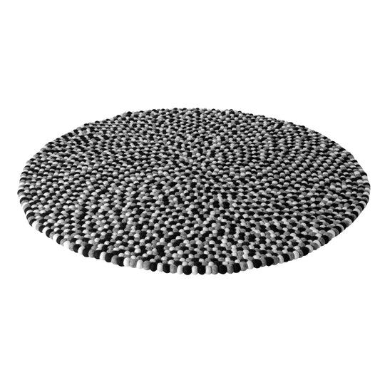 ModWool Felt Ball 47 Inch Diameter Round Rug - Black, White, Grey