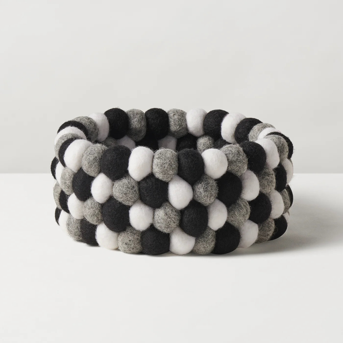 MODWOOL™ Felt Ball 7" Diameter Decor Bowl - Black/White/Grey
