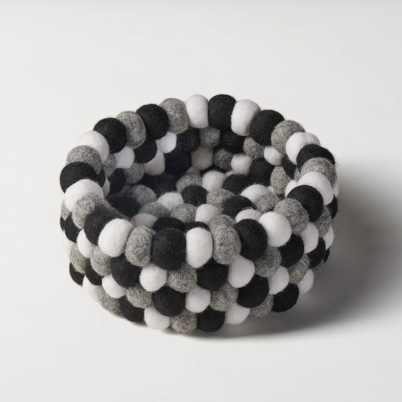 MODWOOL™ Felt Ball 7" Diameter Decor Bowl - Black/White/Grey