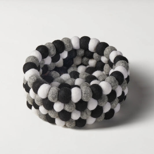 MODWOOL™ Felt Ball 7" Diameter Decor Bowl - Black/White/Grey