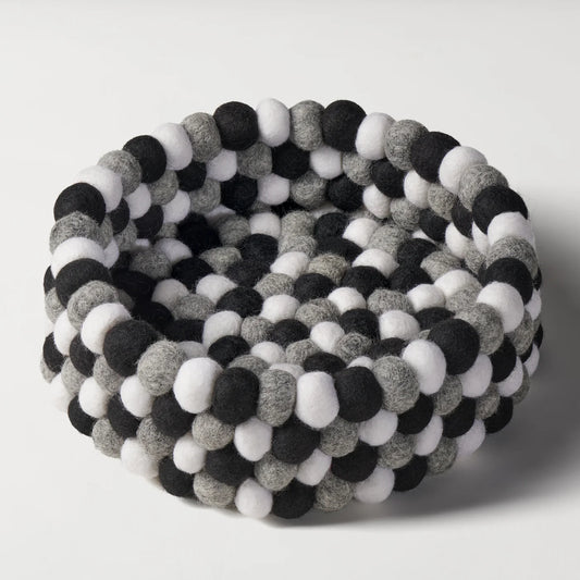 MODWOOL™ Felt Ball 9" Diameter Decor Bowl - Black/White/Grey