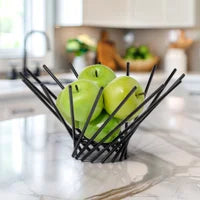 Vortex Black Powder Coated Metal Fruit Bowl