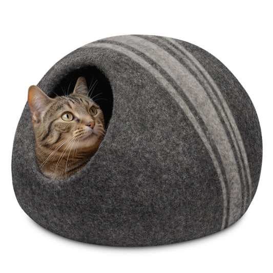 MODWOOL Felt Premium Wool 16" Diameter Cat Cave - Grey