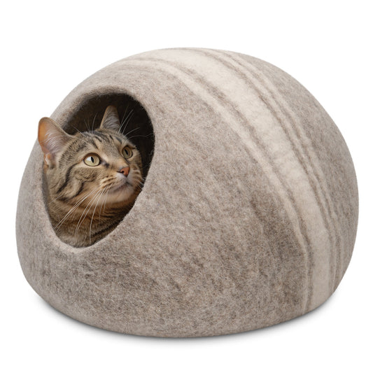 MODWOOL  Felt Premium Wool 16" Diameter Cat Cave - Brown