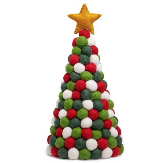 MODWOOL Felt Ball 12.5In Tree with Star - Green