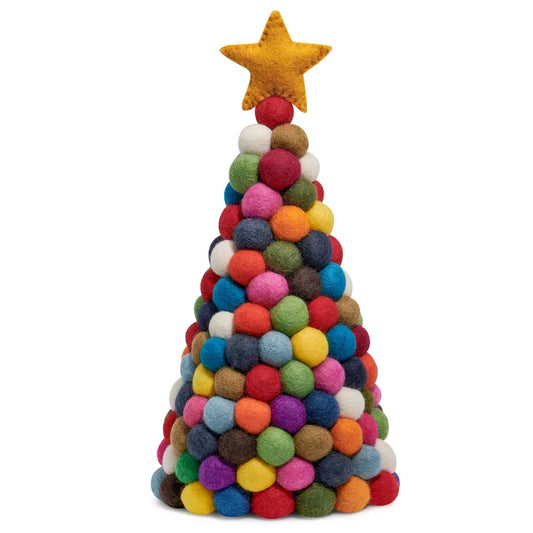 MODWOOL Felt Ball 12.5In Tree with Star - Multicolor