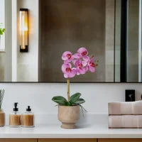 Verona 15.5h" Urn Potted Real Touch Orchid - Pink