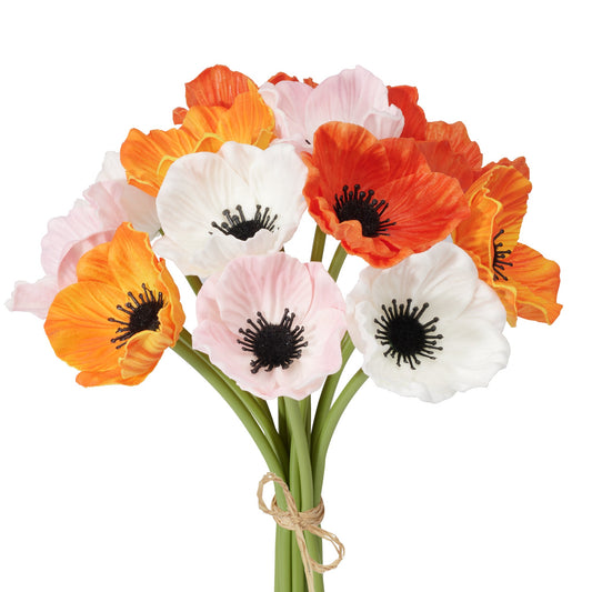 Poppy Faux 11.5L" 12 Stem Bouquet - Assorted Colors