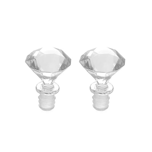 Diamond Bottle Stopper Set Of 2 Clear