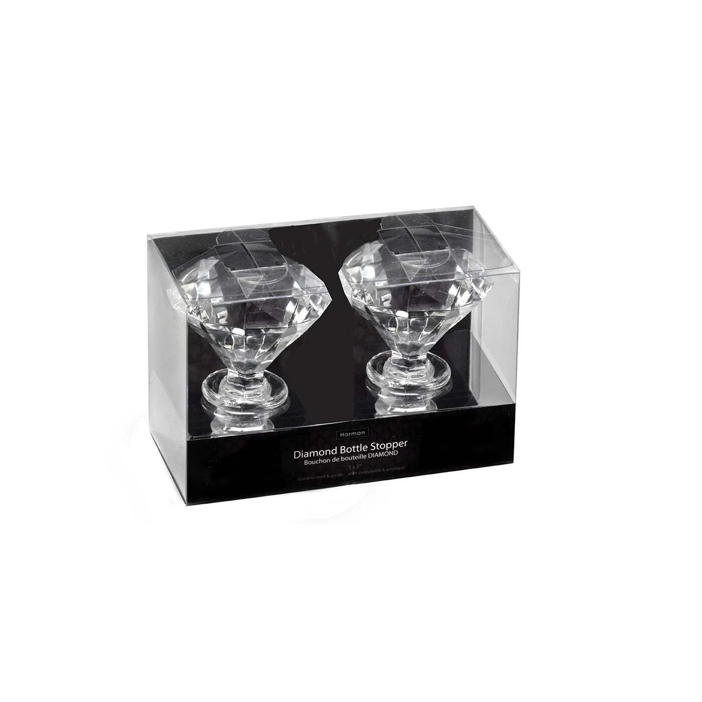 Diamond Bottle Stopper Set Of 2 Clear